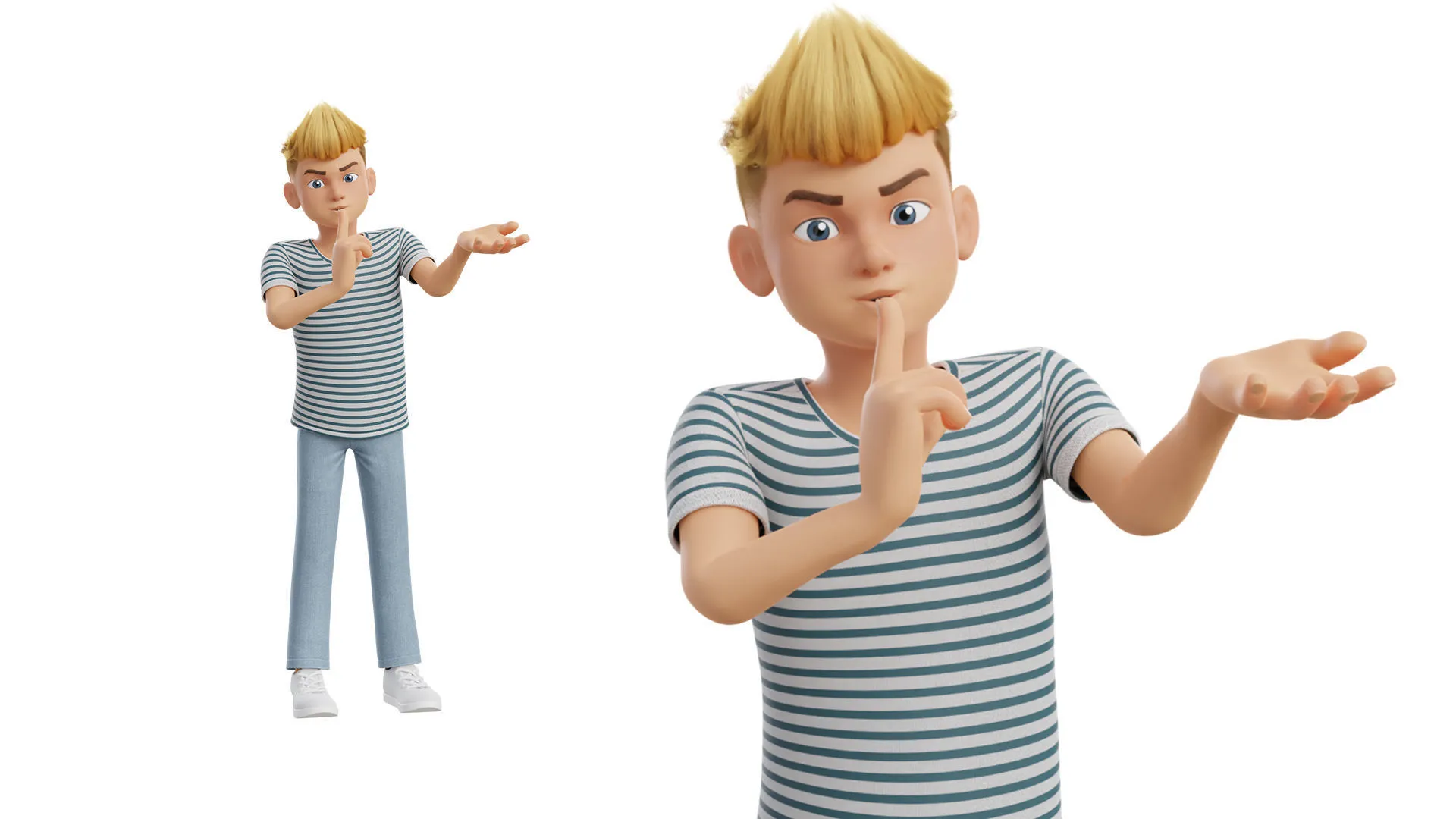 Cartoon White Teen Boy render 2